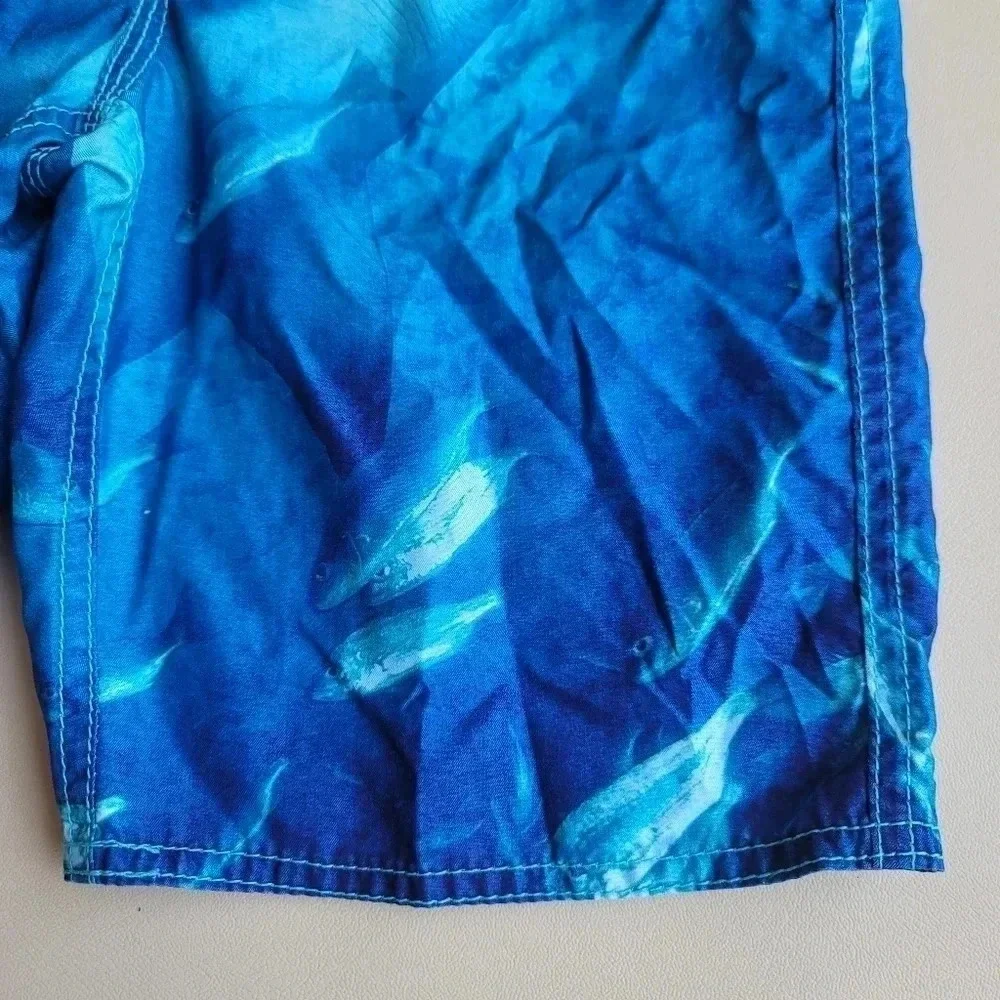 Boys Old Navy Aqua Blue Sharks Swim Trunks Shorts Size M (8)